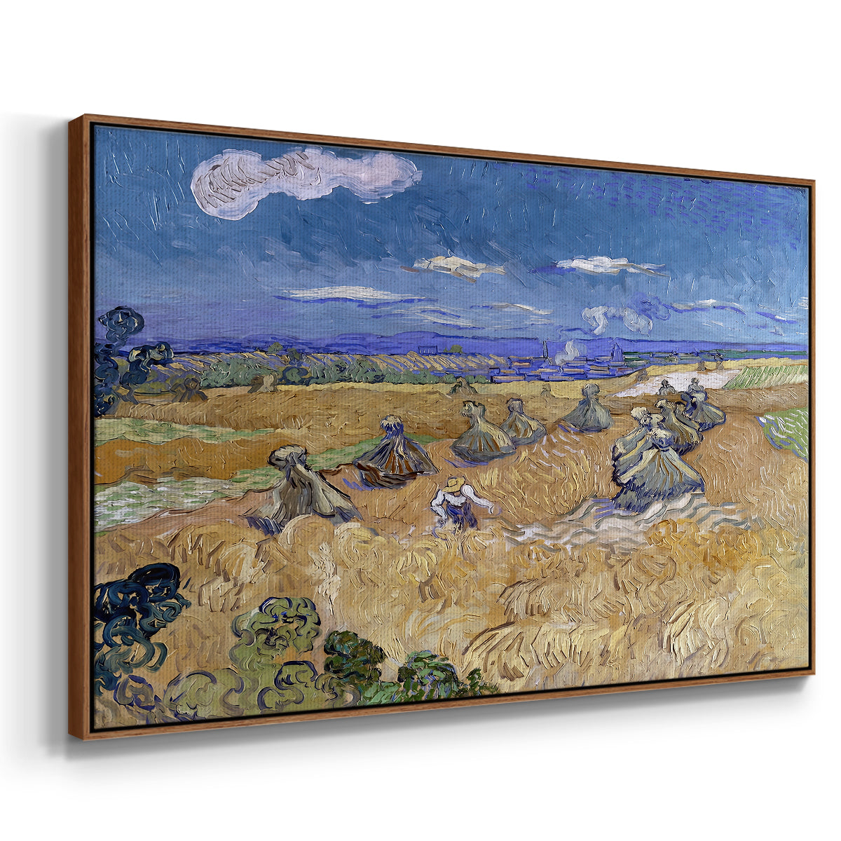 Wheat Field with Reaper, Auvers, 1888 - Floater Framed Canvas Print
