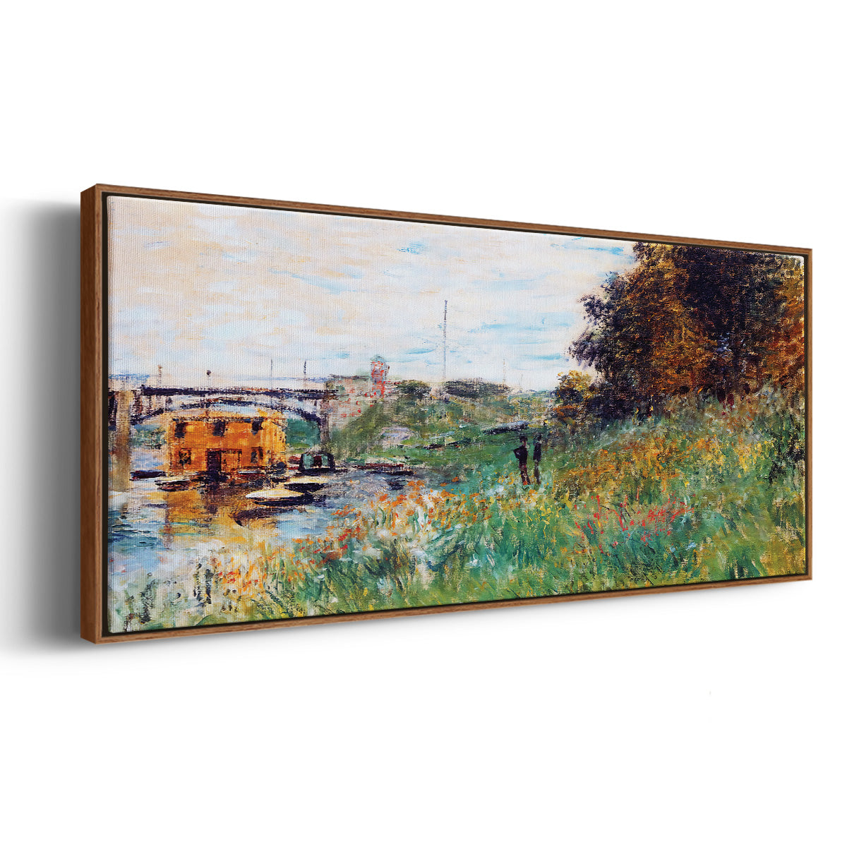 The Banks of the Seine at the Argenteuil Bridge, 1874 - Floater Framed Canvas Print