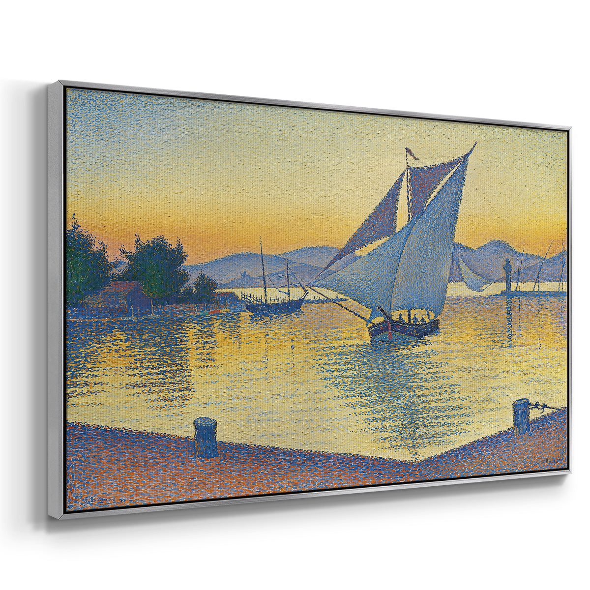 The Port at Sunset, Opus 236, Saint Tropez, 1892 - Floater Framed Canvas Print