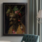 Surreal allegorical portrait representing the four seasons by Giuseppe Arcimboldo in an {frame_style_descriptor} displayed in a neutral interior setting.