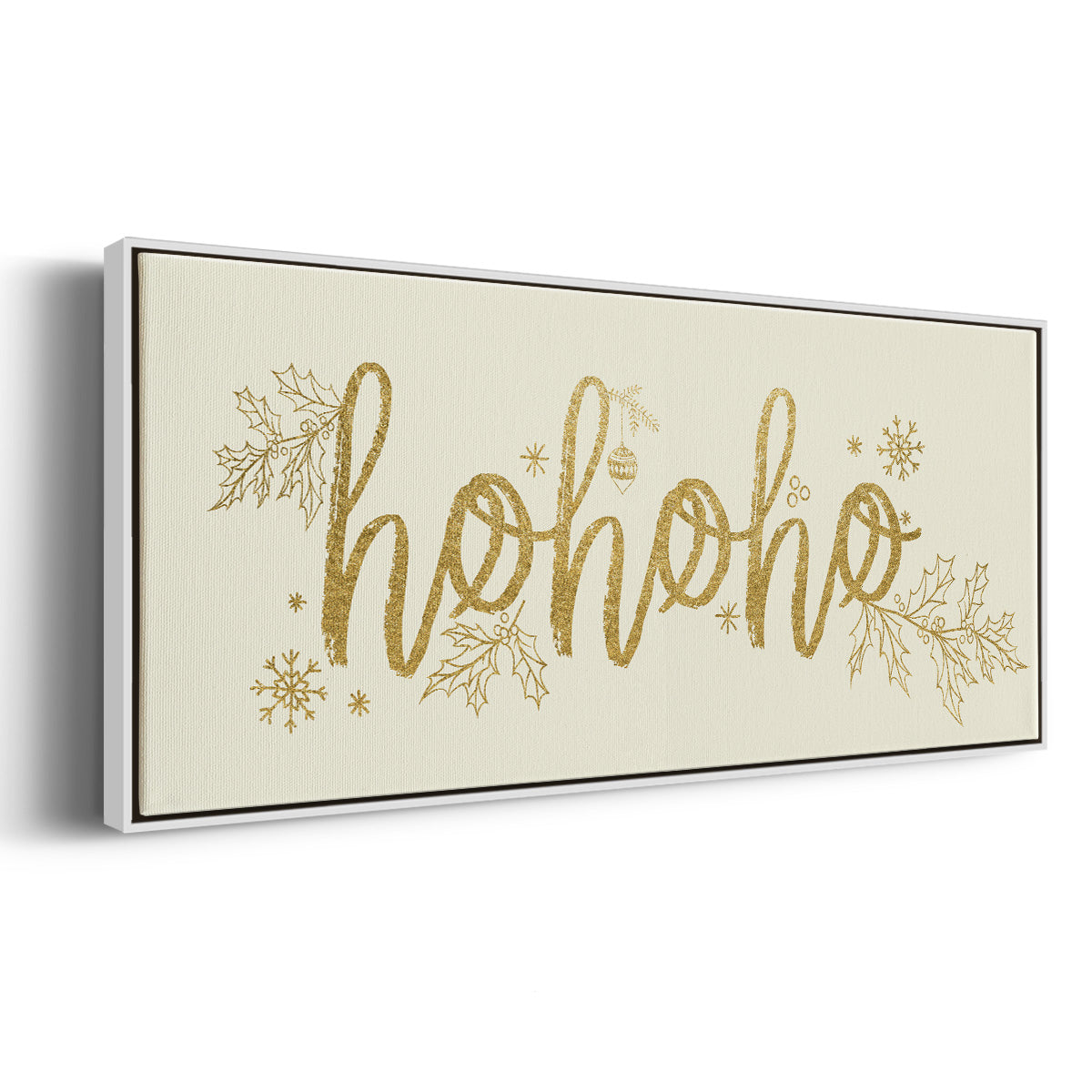 Golden HoHoHo - Floater Framed Canvas Print