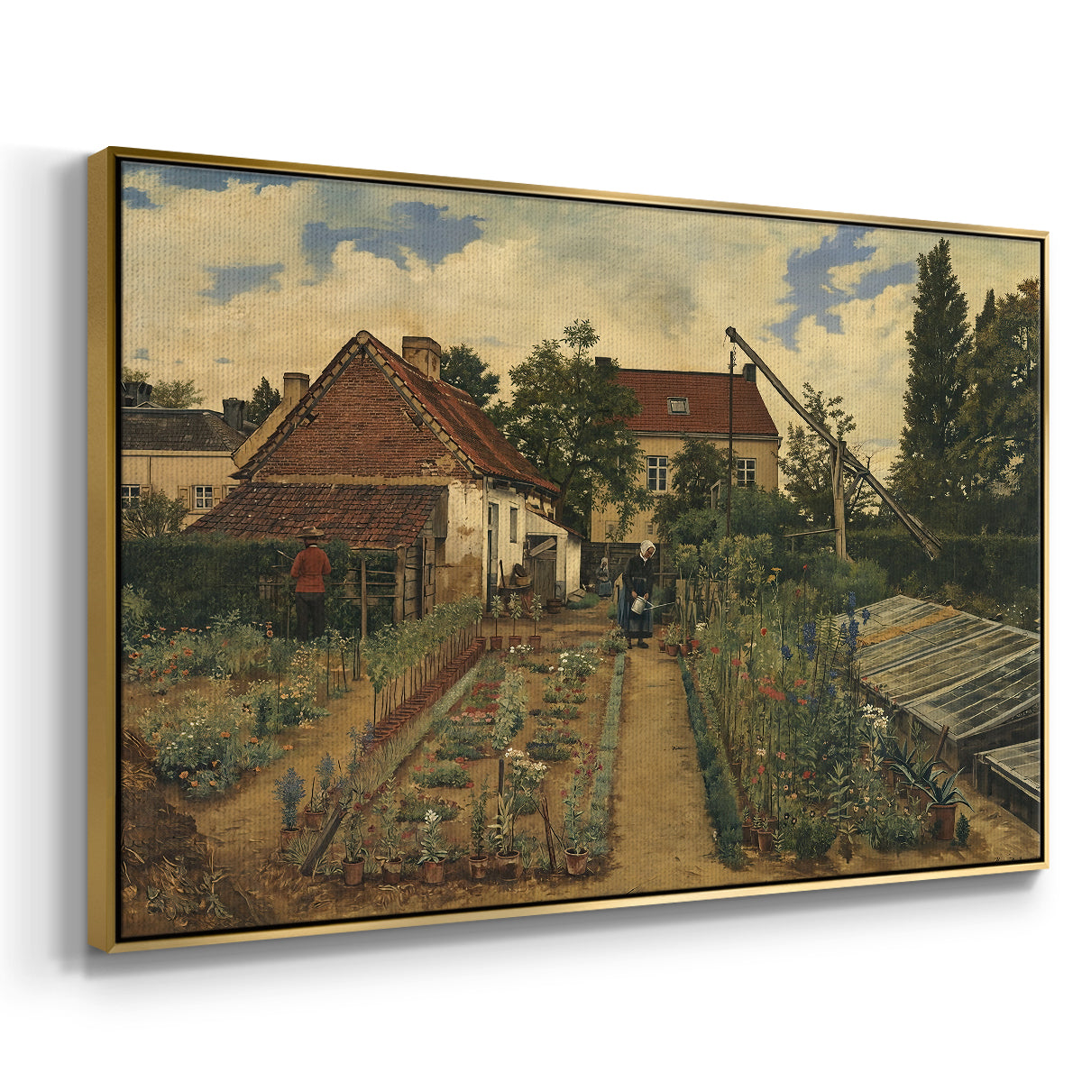Garden of a Florist (The Flower Garden), 1864 - Floater Framed Canvas Print