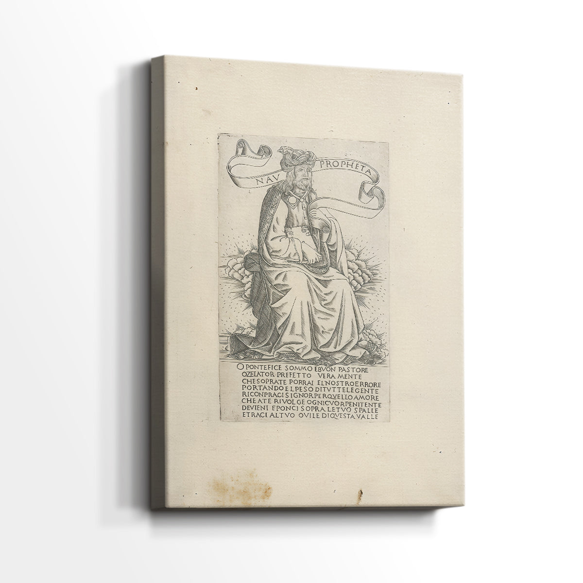 Side view of a canvas art print of a refined illustration with minimal shading and clarity, showing gallery-wrapped depth.