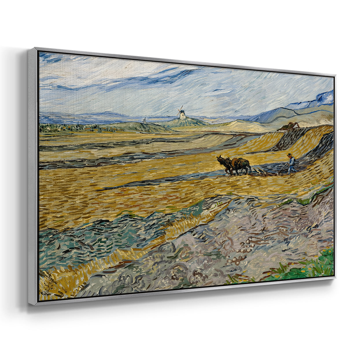 Enclosed Field with Ploughman, 1889 - Floater Framed Canvas Print