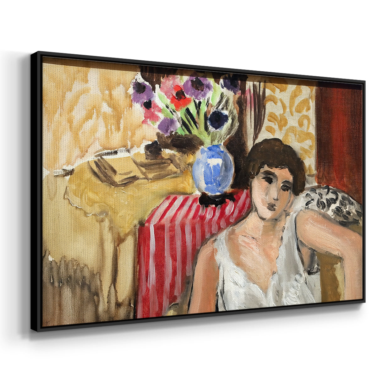 Woman Seated in an Armchair, c. 1920 - Floater Framed Canvas Print