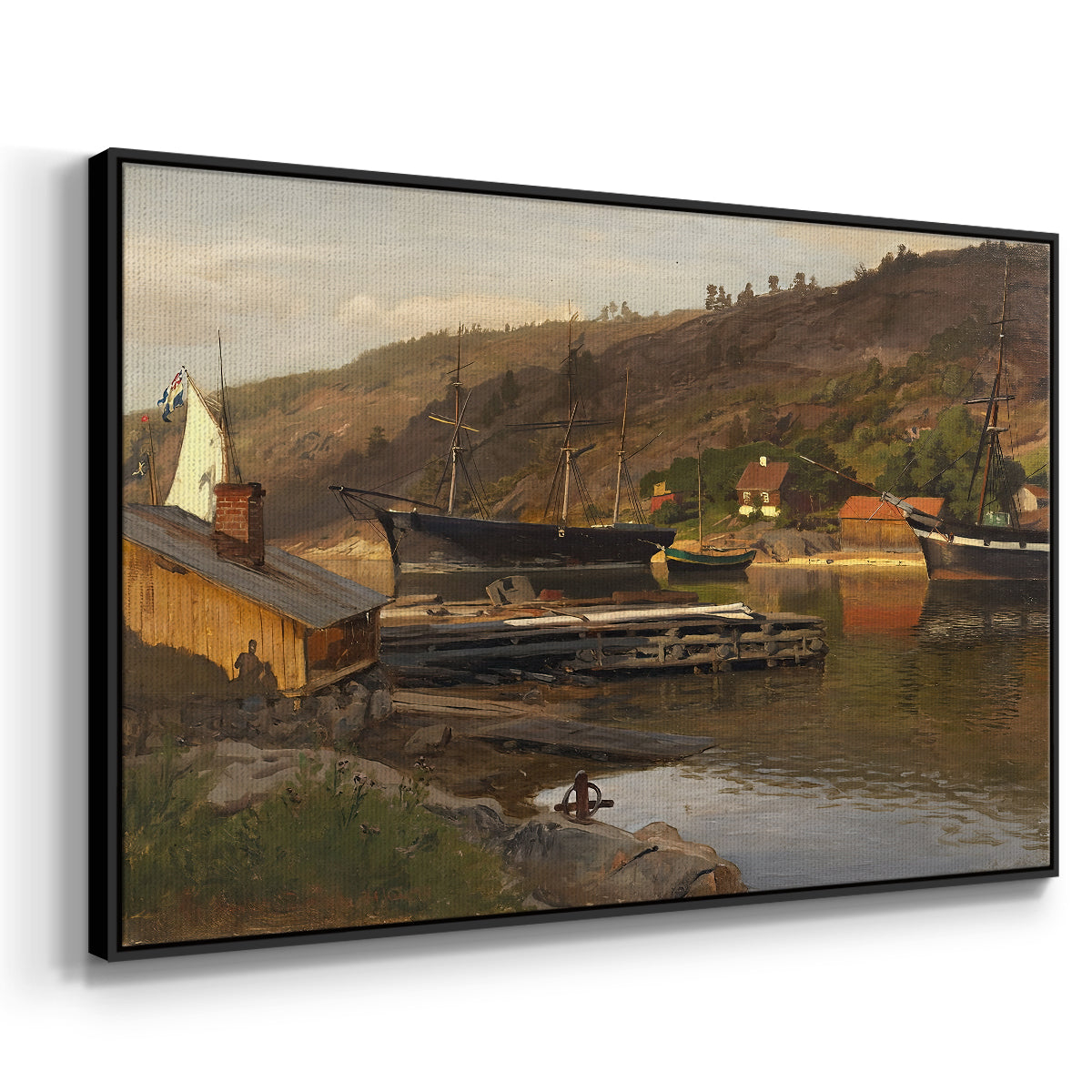 Landingsbrygge Husvik, Drøbak, 1875 - Floater Framed Canvas Print