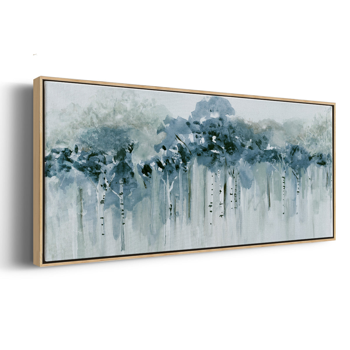 Blue Birch Morning - Floater Framed Canvas Print