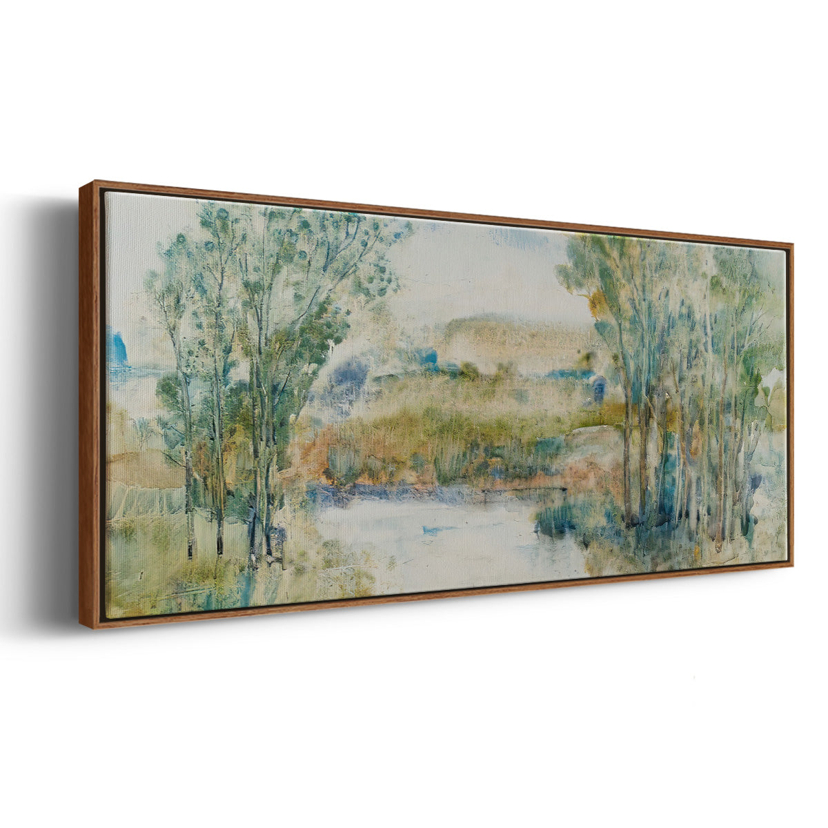Trees on the Creek I - Floater Framed Canvas Print