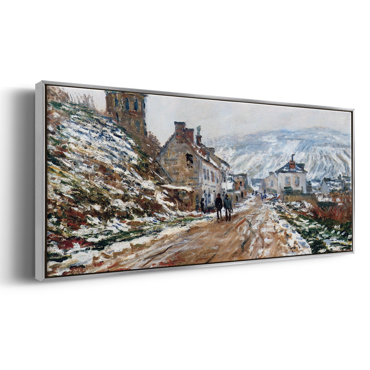 The Road in Vétheuil in Winter, 1879 - Floater Framed Canvas Print