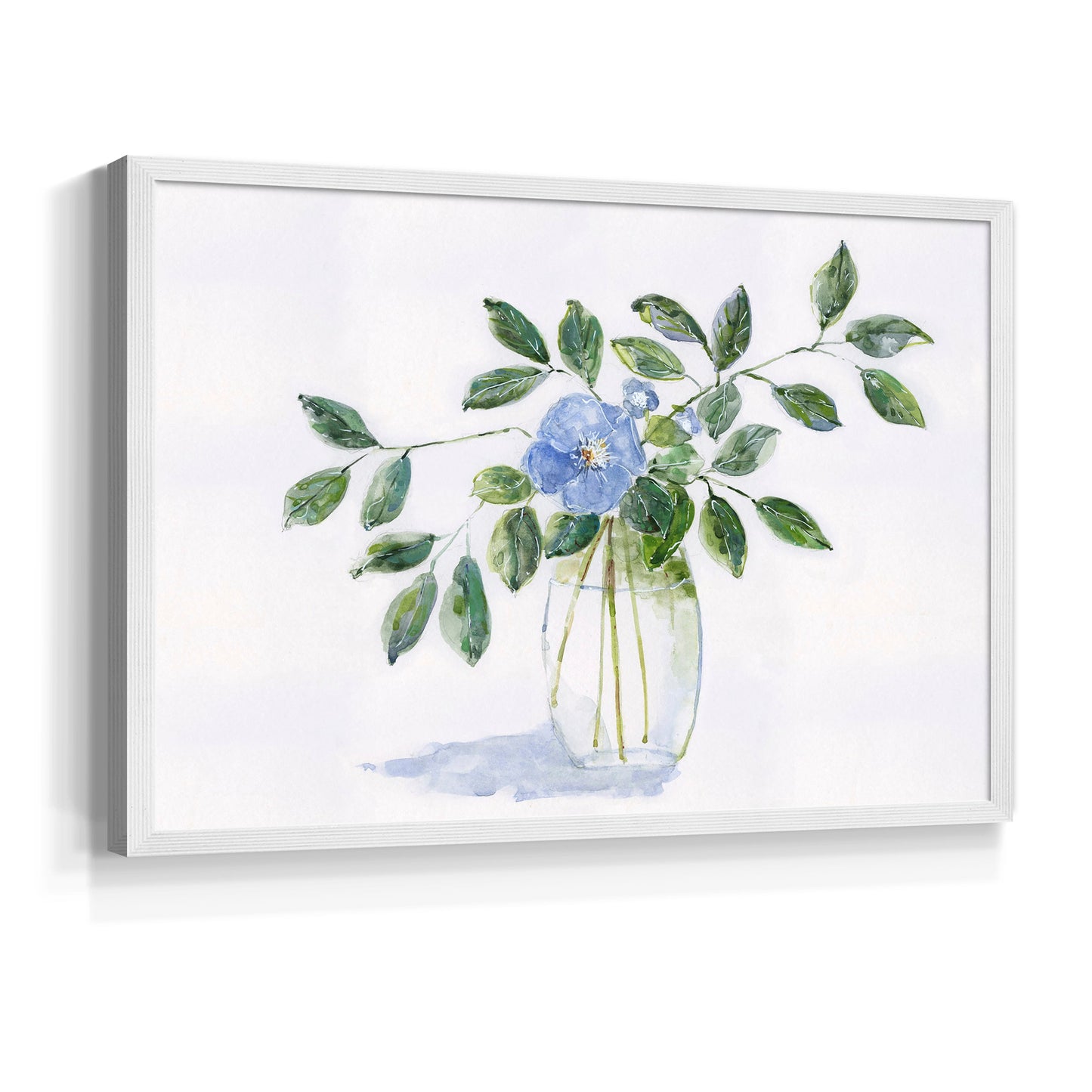 45308,watercolor,painting,flower,blue flower,green leaves,glass vase,nature art,interior decor,botanical art,floral,contemporary art,still life,home decor,tranquil,wall art,visual art,creative,handmade,craft,aesthetic,design,artist,beauty,calming,elegant,traditional,exhibition,soft colors,natural elements,craftsmanship,decor,floral arrangement,artwork,leaf,simplicity,Re-stickable,Plants & Flowers