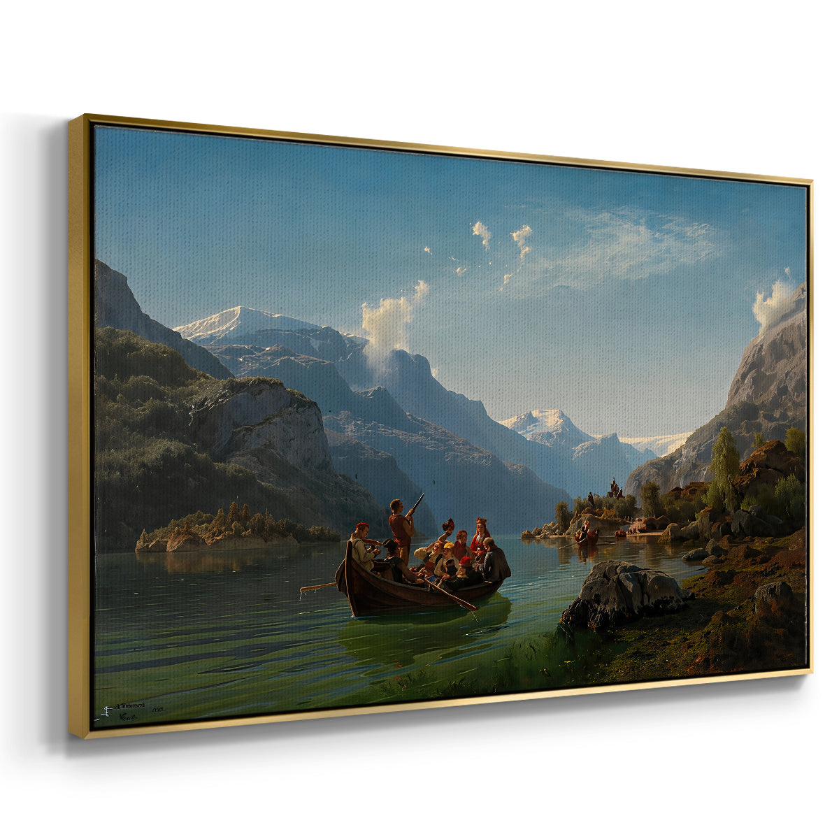 Bridal Procession on the Hardangerfjord, 1848 - Floater Framed Canvas Print