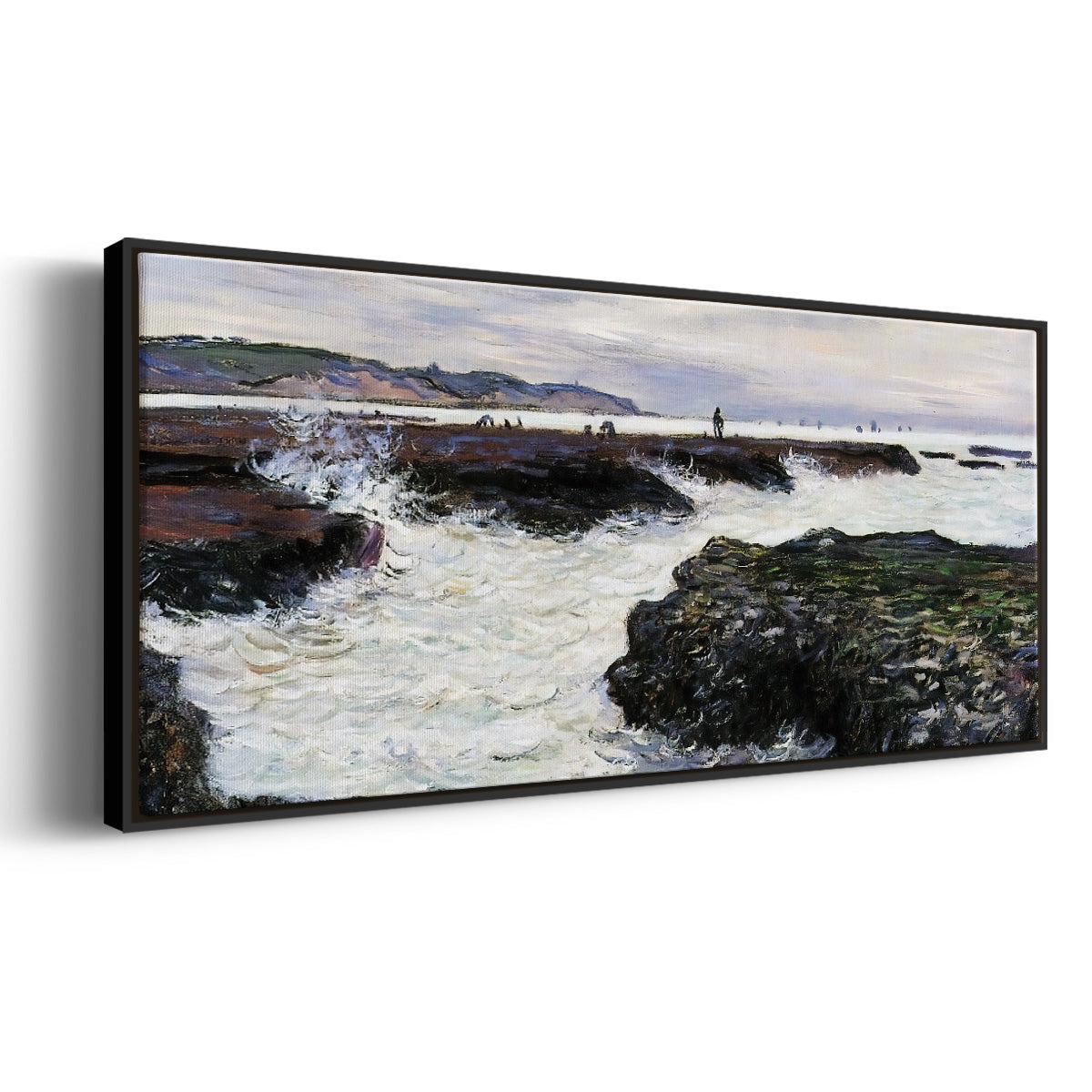 The Rocks at Pourville, Low Tide, 1882 - Floater Framed Canvas Print