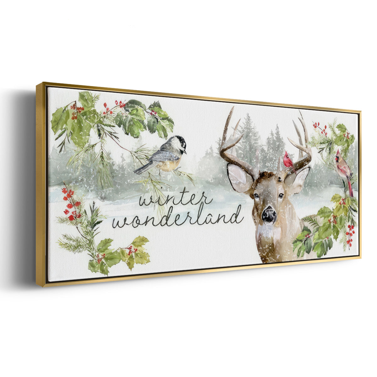 Reindeer Woods - Floater Framed Canvas Print