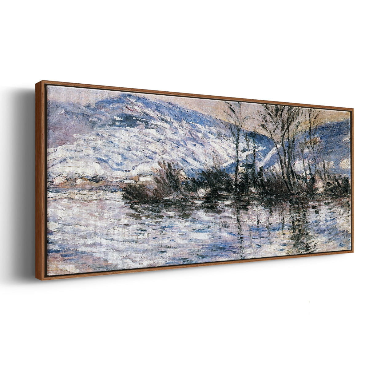The Seine at Port Villez, Snow Effect, 1885 - Floater Framed Canvas Print