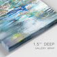 Close-up view of wrapped canvas corner featuring joyful abstract color harmony.