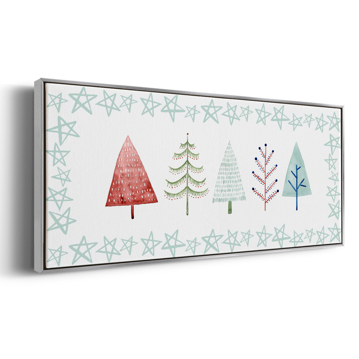 Christmas Tree Whimsy Collection C - Floater Framed Canvas Print