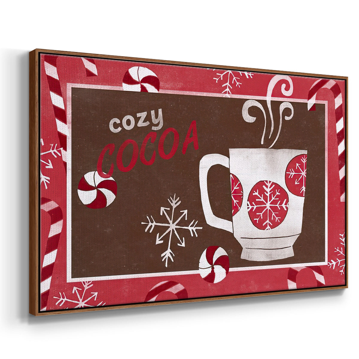 Cozy Cocoa Christmas Collection A - Framed Gallery Wrapped Canvas in Floating Frame