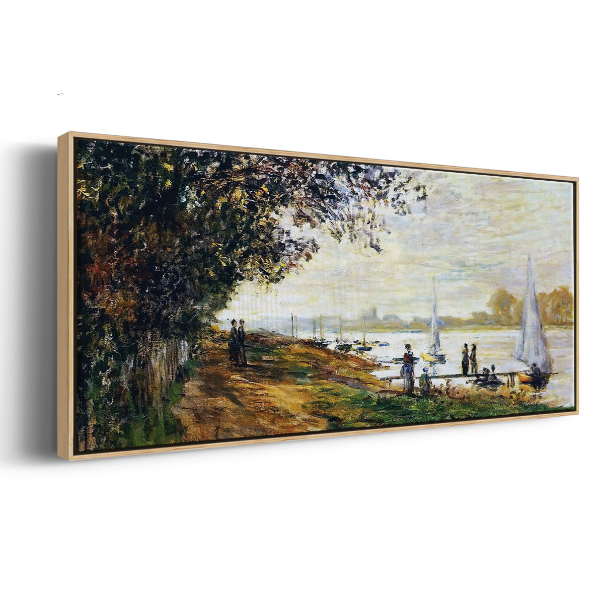 The Riverbank at Le Petit - Floater Framed Canvas Print