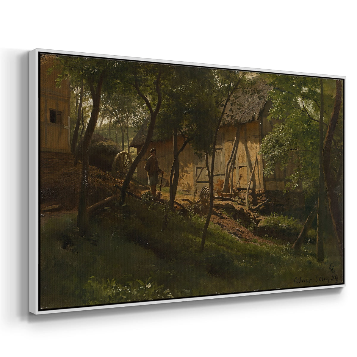 German Farm, 1859 - Floater Framed Canvas Print