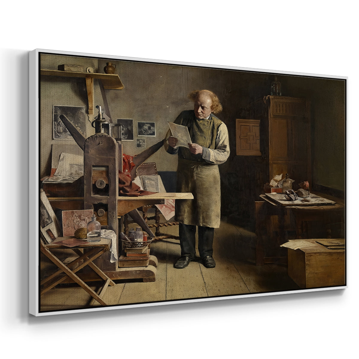 The Plate Printer, 1875 - Floater Framed Canvas Print