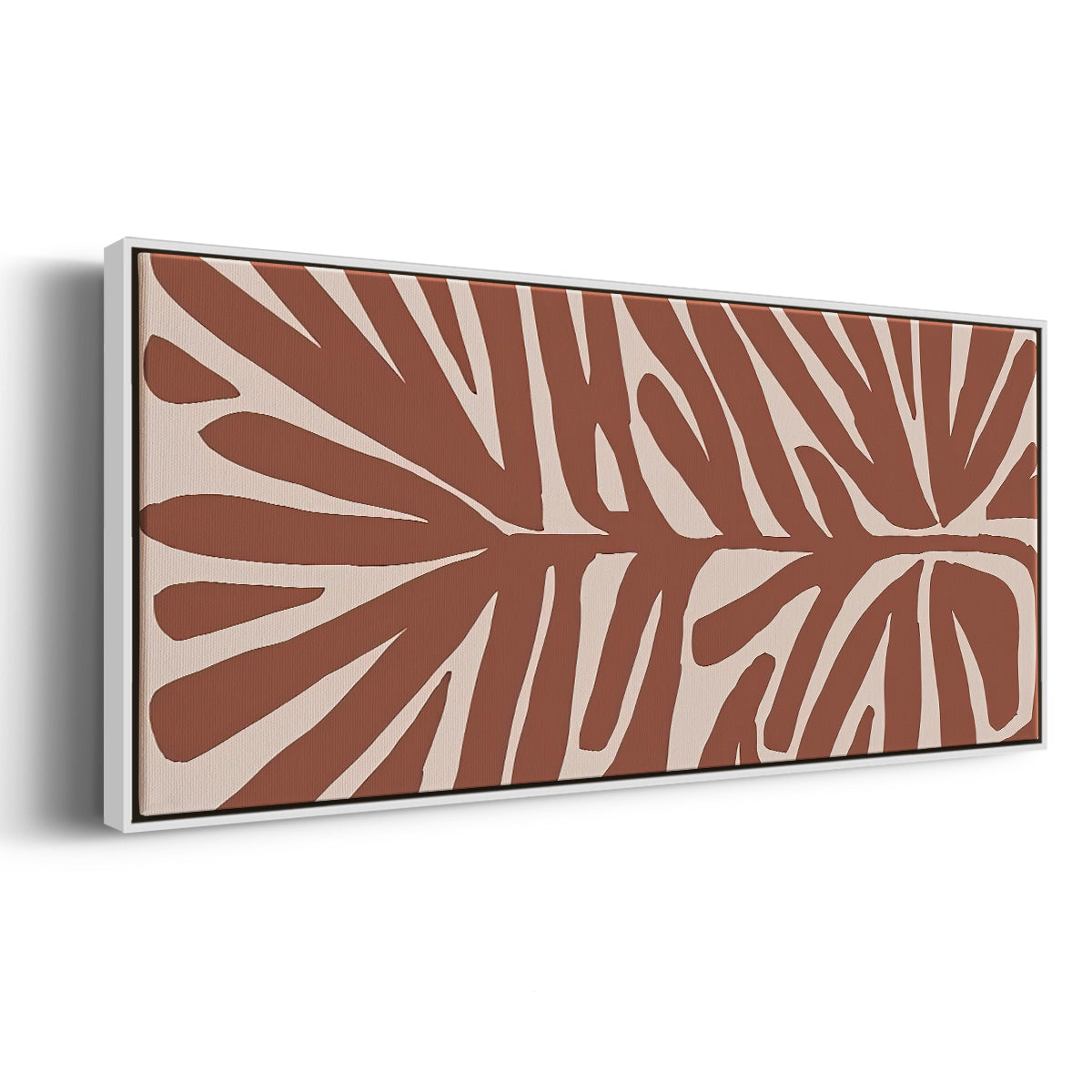Terra Cotta Block Palms IV - Floater Framed Canvas Print