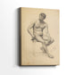Side view of a canvas art print of a simple anatomical study with natural posture, showing gallery-wrapped depth.