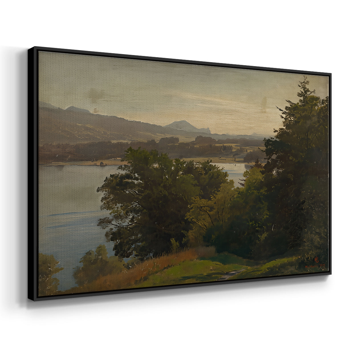 View of the Mondsee, 1870 - Floater Framed Canvas Print