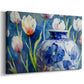 vase,porcelain,floral,watercolor,tulips,blue,art,decoration,background,design,home,creative,nature,colors,artisan,handcrafted,still life,aesthetics,flowers,interior,craftsmanship,botanical,elegance,beauty,showcase,ornament,artistry,floral patterns,vivid,sophisticated,contemporary,tradition,visual art,arrangement,exhibit,collection