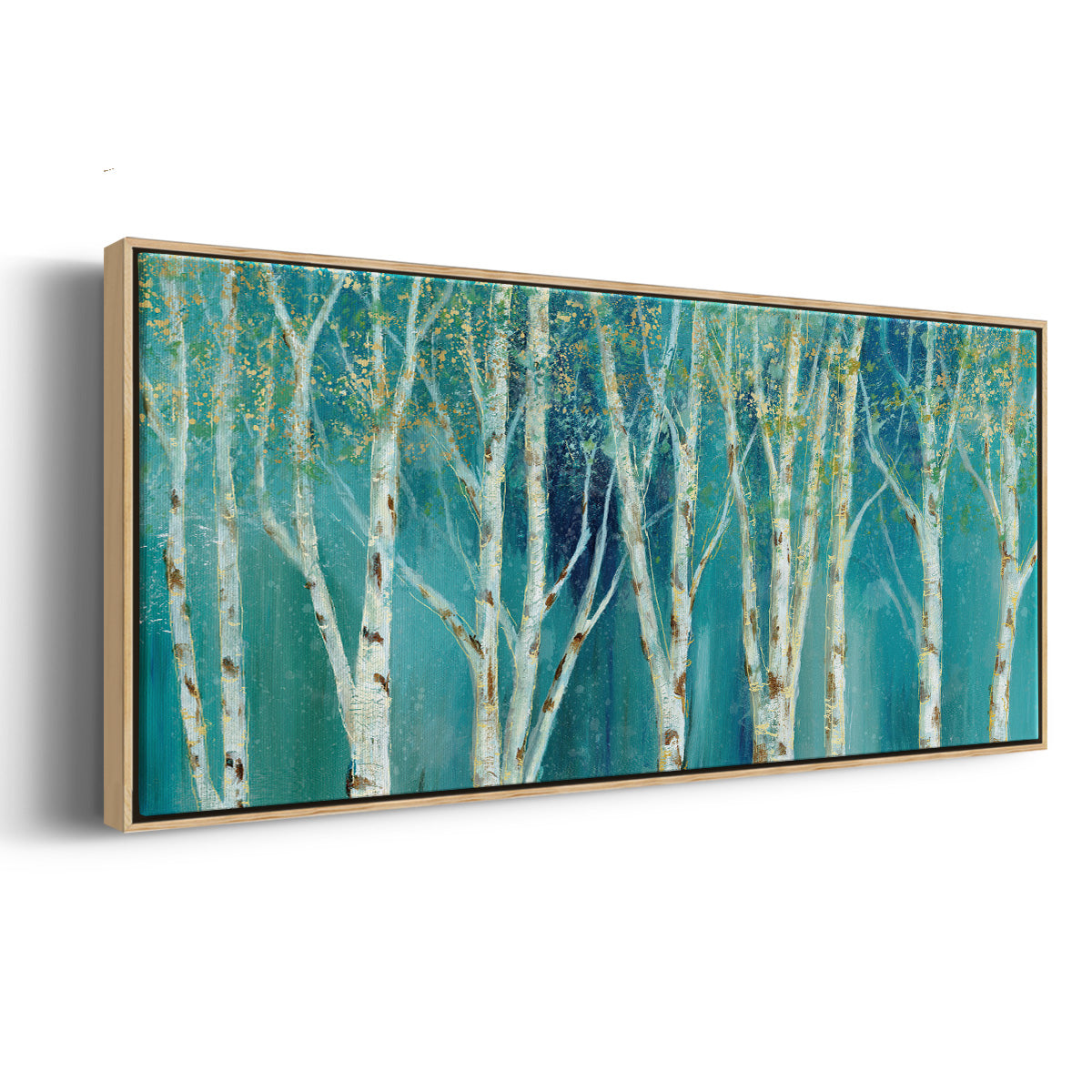 Birch on Blue - Floater Framed Canvas Print