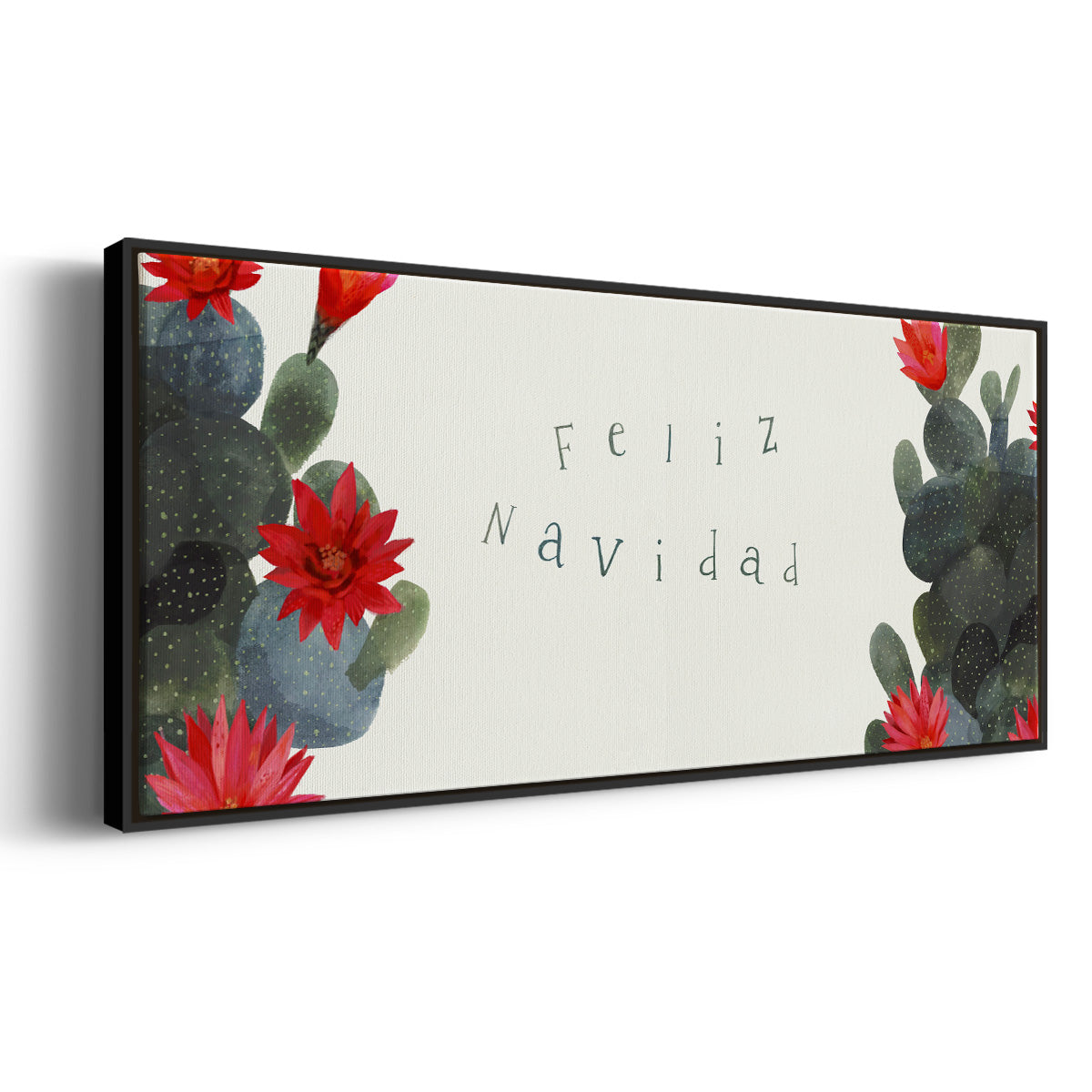 Flowering Christmas Cactus Collection D - Floater Framed Canvas Print