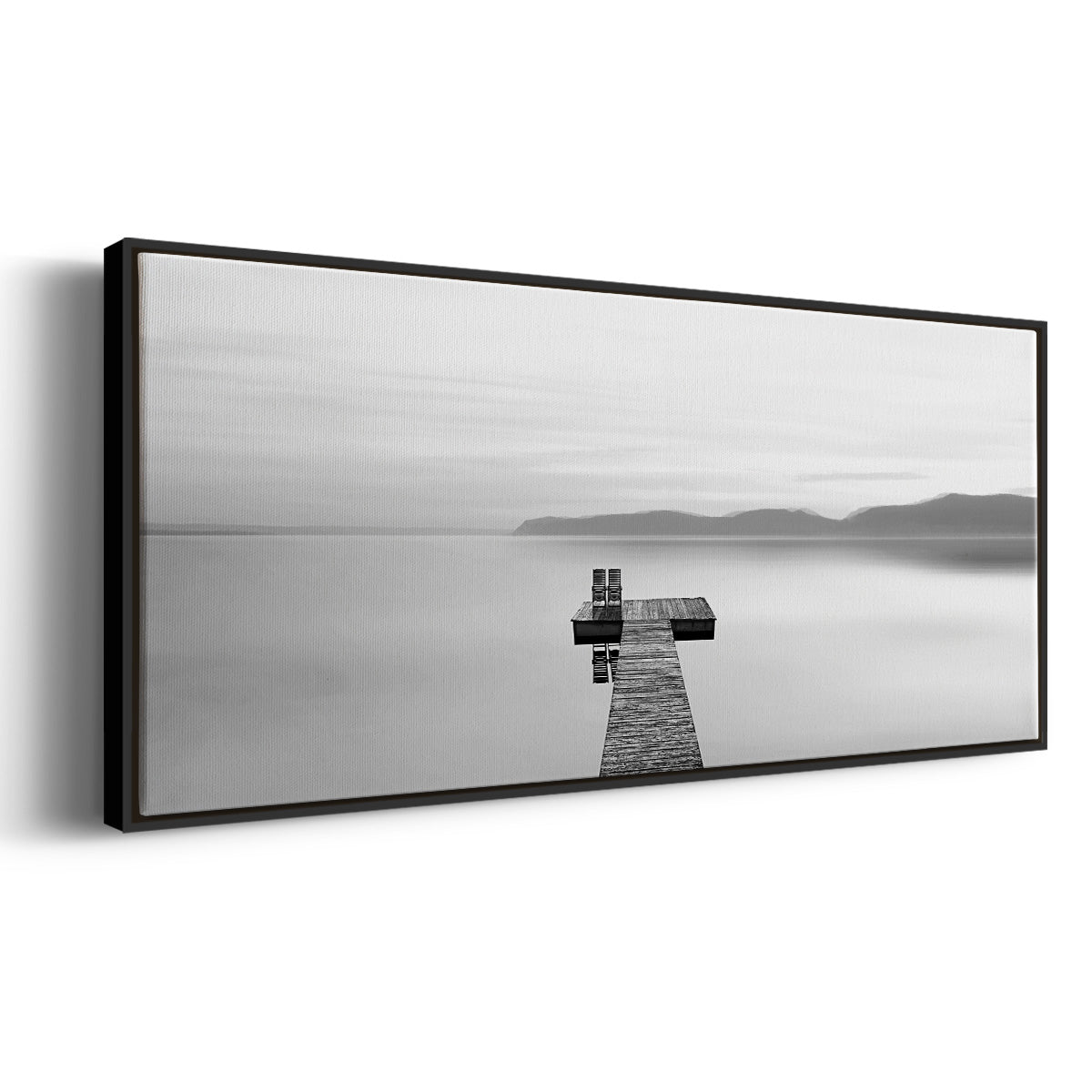 Black & White Water Panel XII - Floater Framed Canvas Print