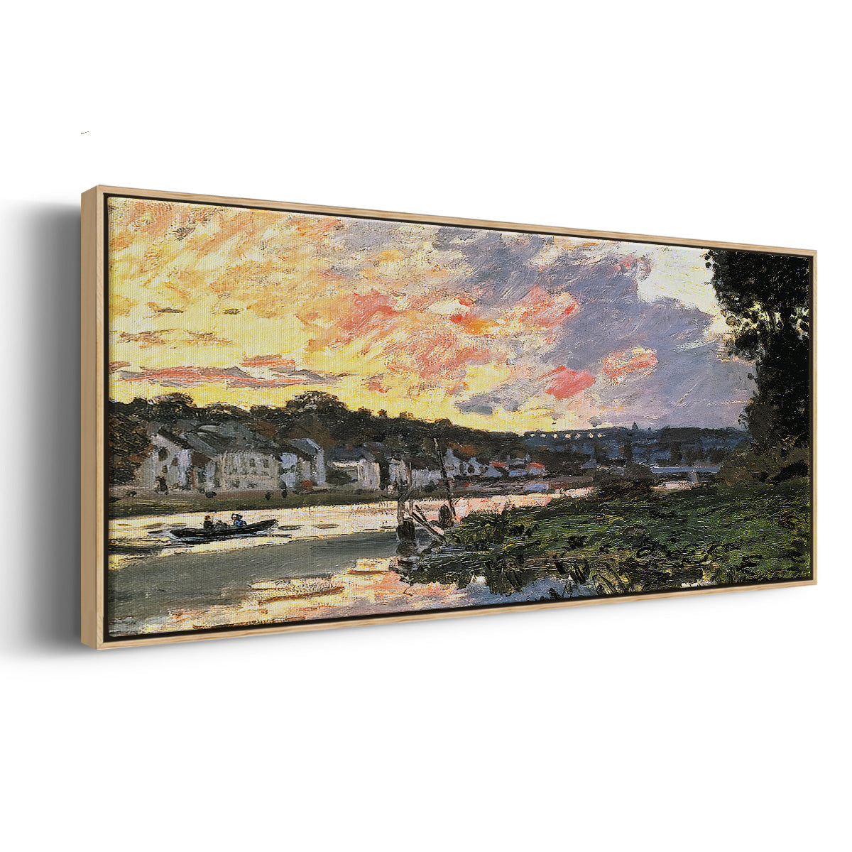 The Seine at Bougival in the Evening, 1870 - Floater Framed Canvas Print