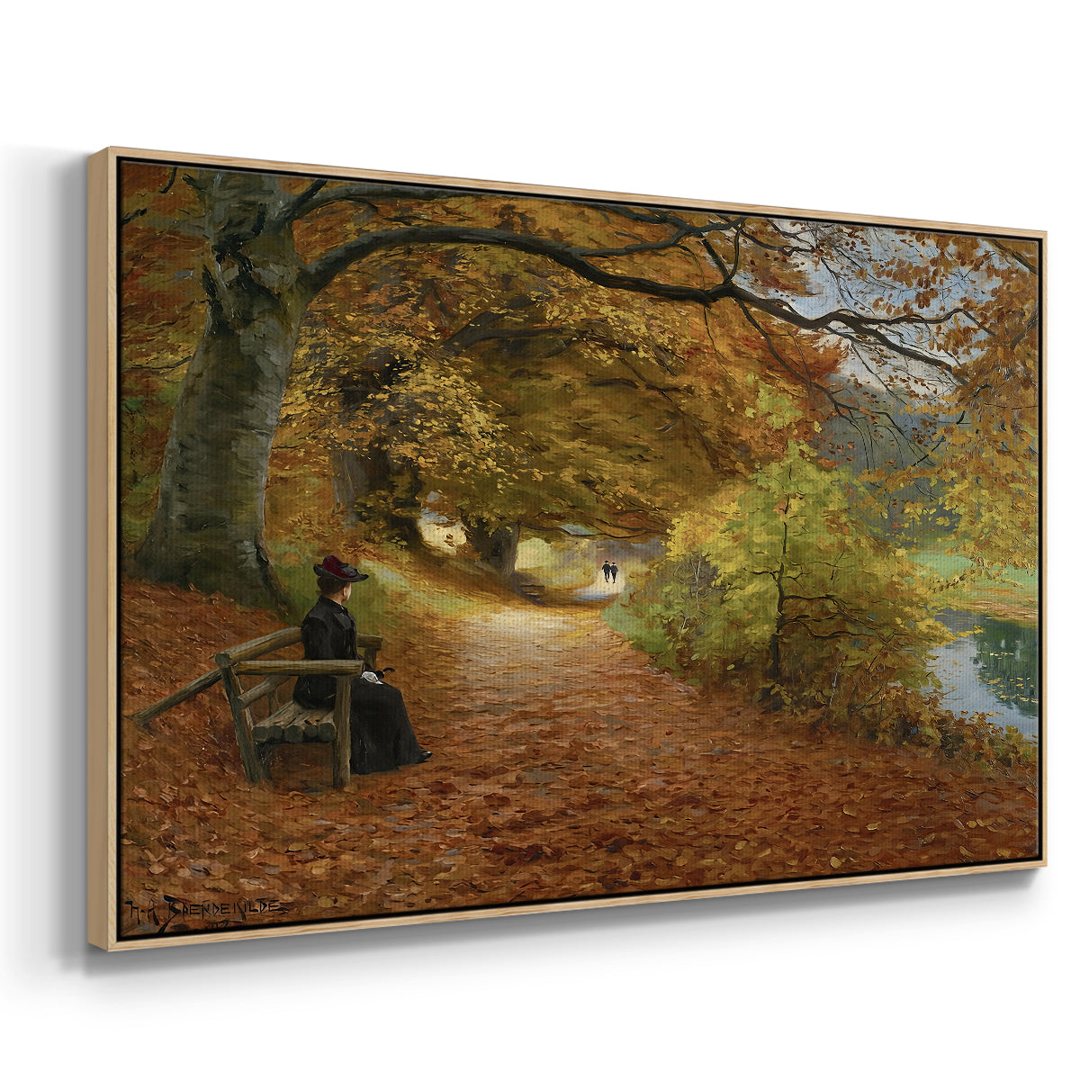 A Wooded Path in Autumn, 1902 - Floater Framed Canvas Print