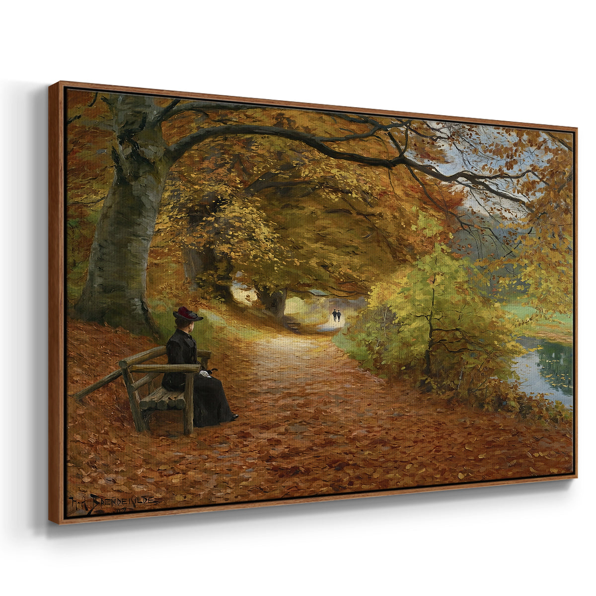 A Wooded Path in Autumn, 1902 - Floater Framed Canvas Print