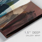 Close-up view of wrapped canvas corner featuring layered neutral abstract textures.