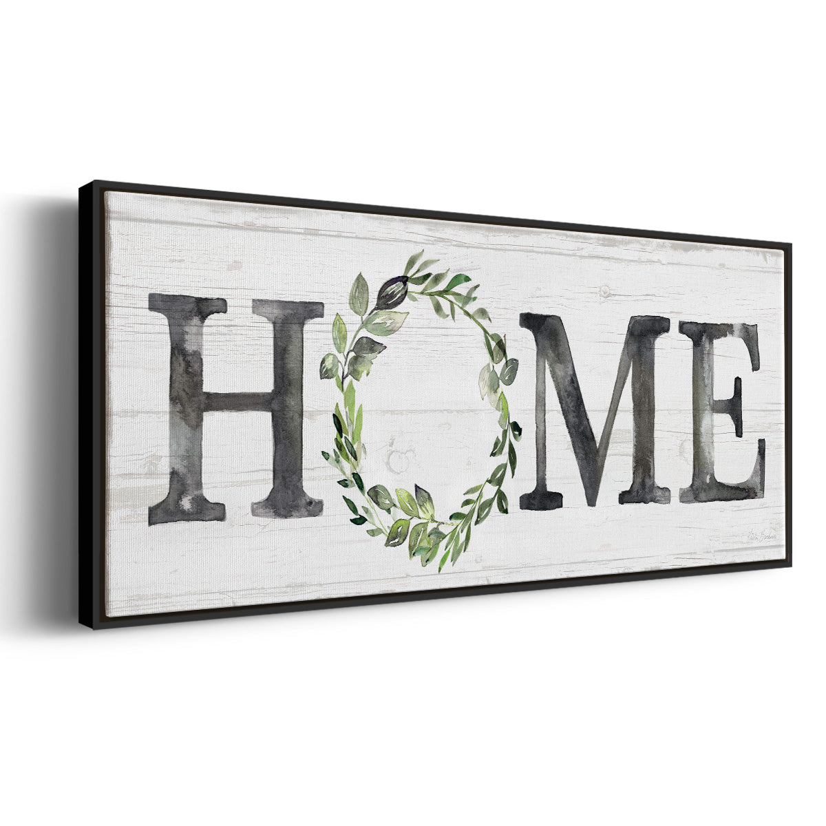 Gray Home Wreath - Floater Framed Canvas Print