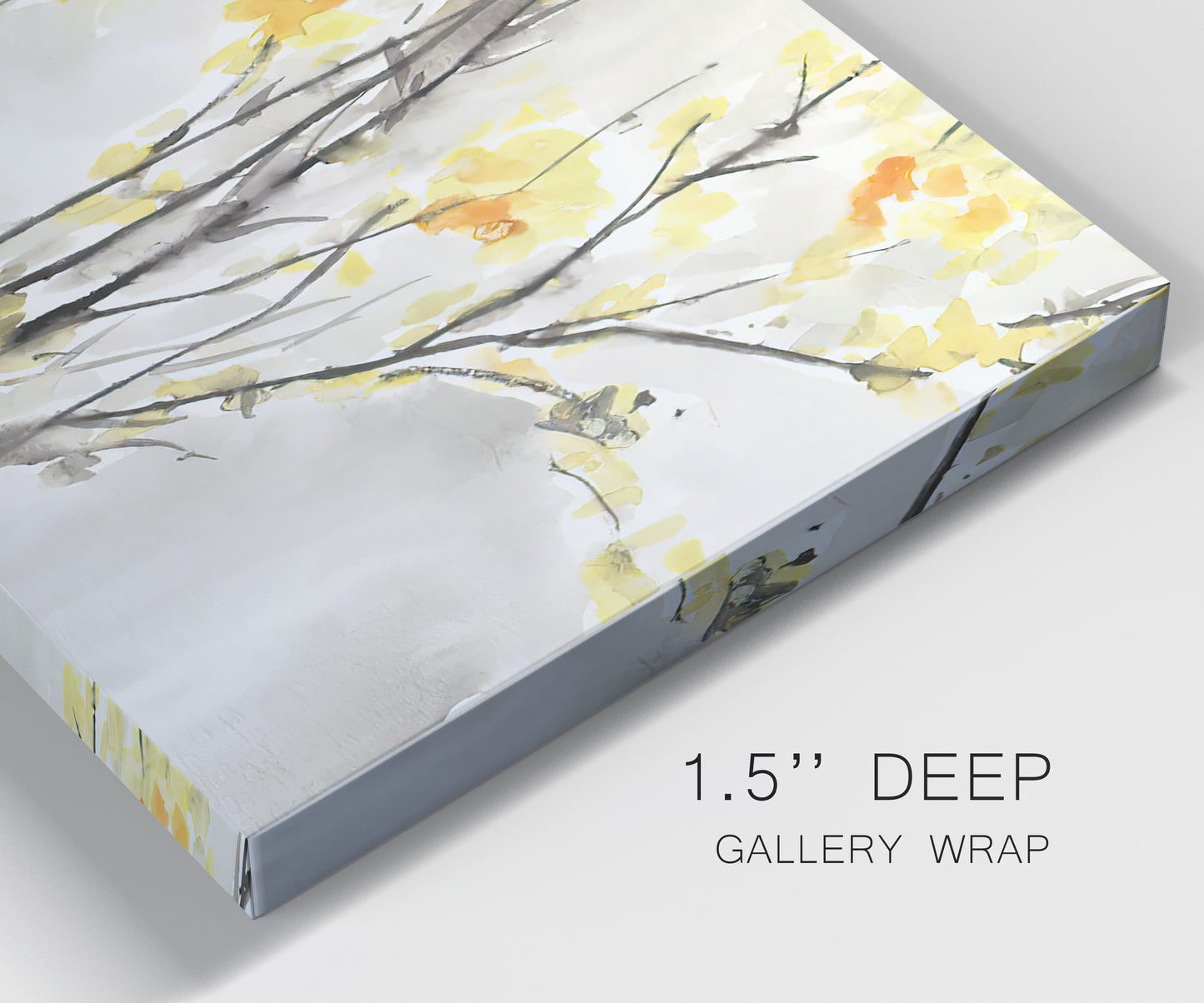 Close-up view of wrapped canvas corner featuring soft floral abstract harmony.