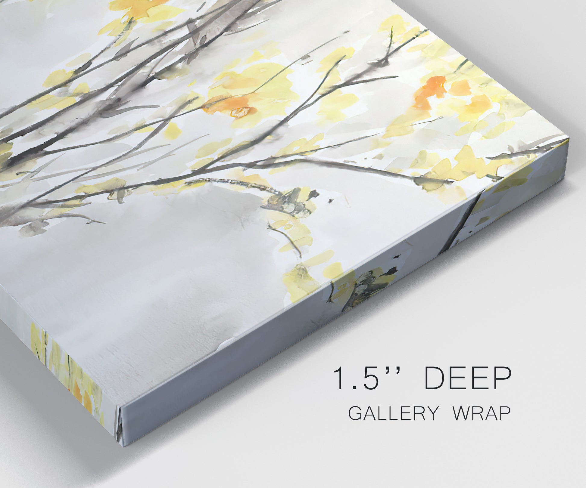 Close-up view of wrapped canvas corner featuring soft floral abstract harmony.