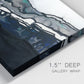 Close-up view of wrapped canvas corner featuring abstract passage of time composition.