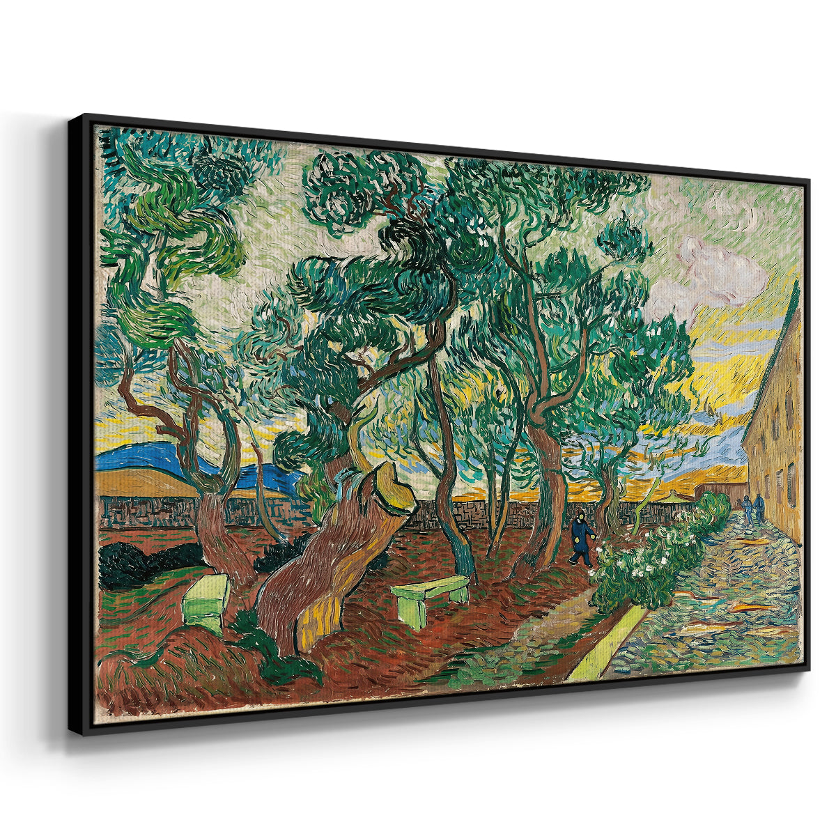 The Garden of Saint-Paul Hospital, 1889 - Floater Framed Canvas Print
