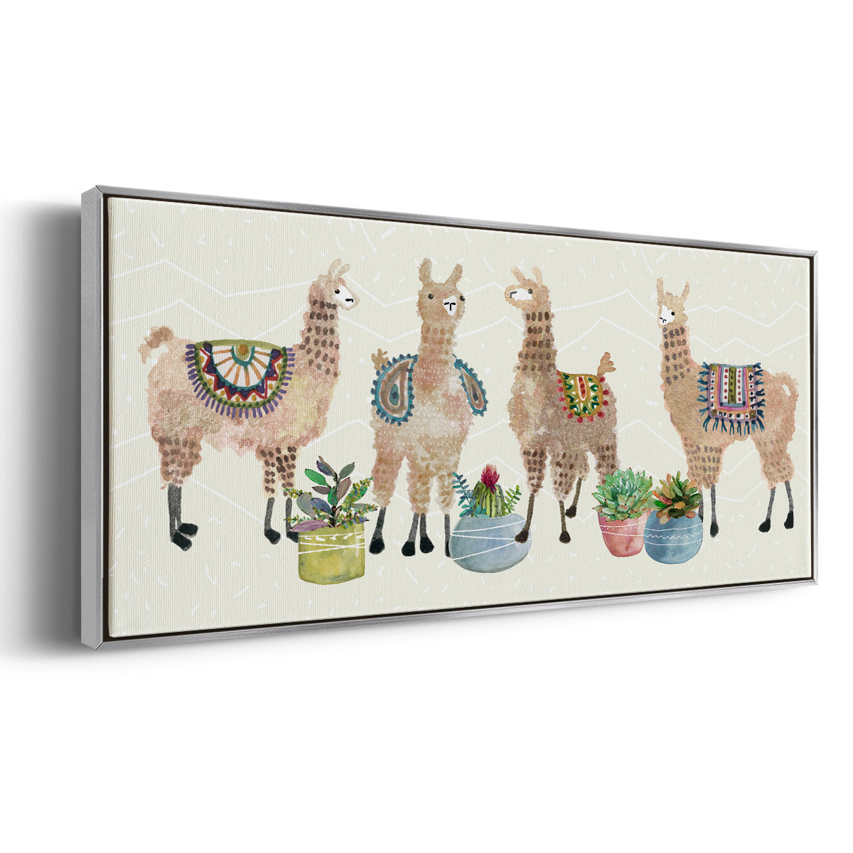 Llama Party - Floater Framed Canvas Print
