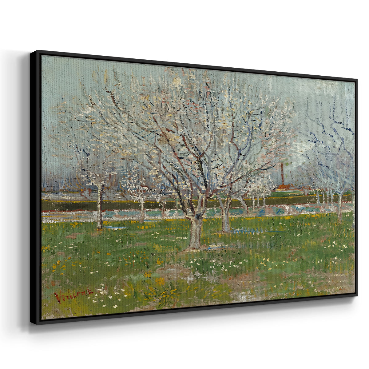 Orchard in Blossom (Plum Trees), 1888 - Floater Framed Canvas Print