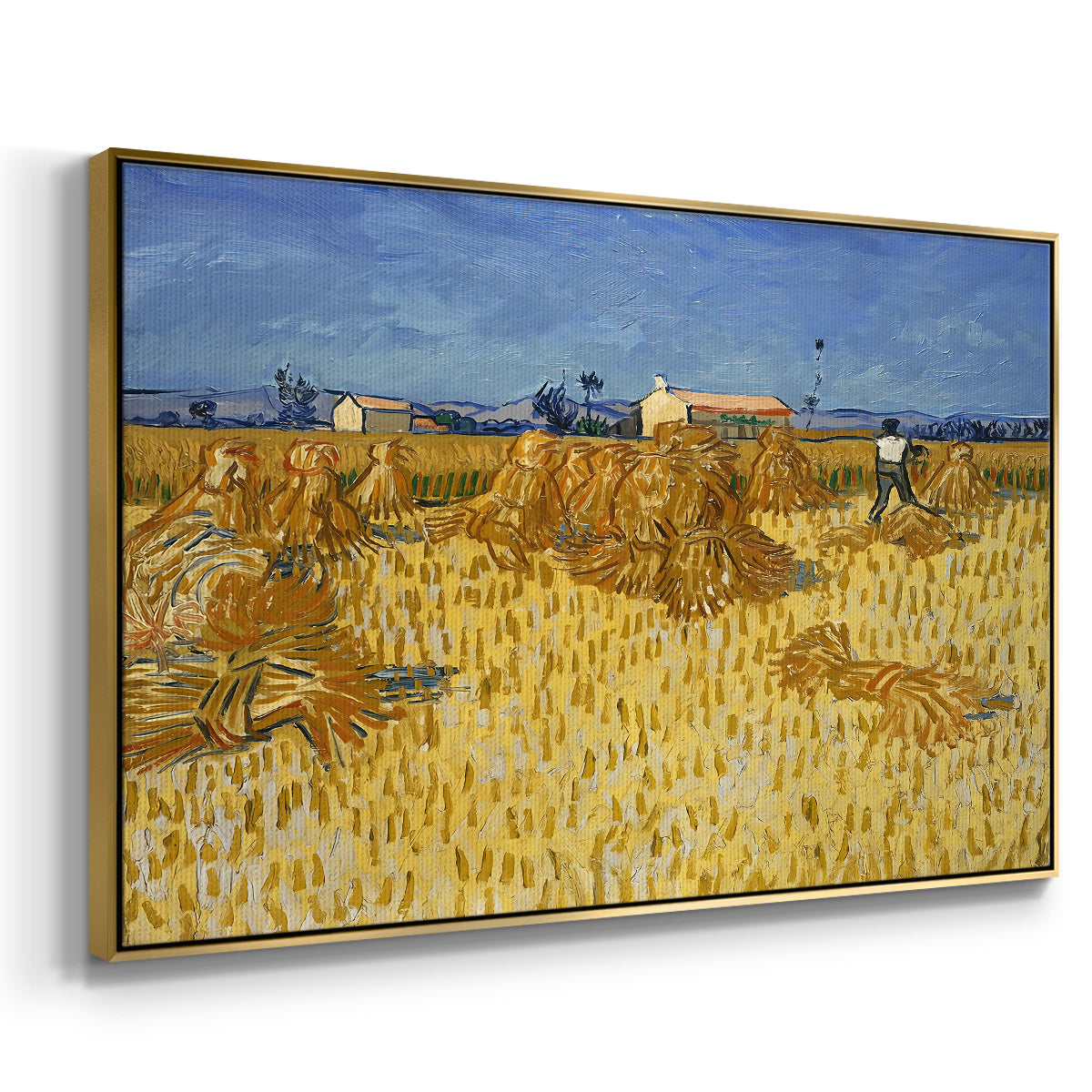 Wheat Field with Sheaves (Harvest in Provence), 1888 - Floater Framed Canvas Print