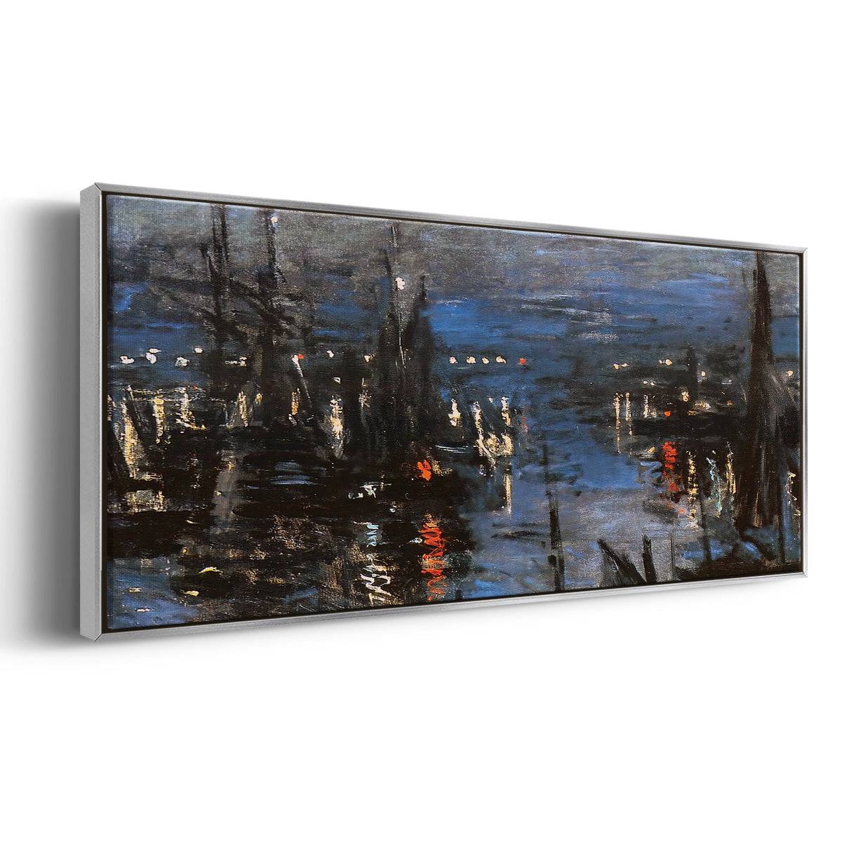 The Port of Le Havre, Night Effect, 1873 - Floater Framed Canvas Print