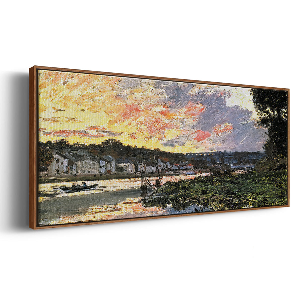 The Seine at Bougival in the Evening, 1870 - Floater Framed Canvas Print