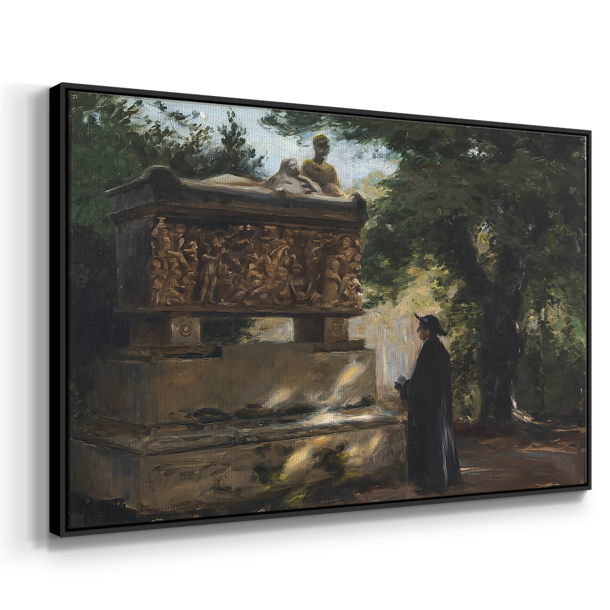 A Catholic Priest in Front of a Sarcophagus, c. 1857 - Floater Framed Canvas Print