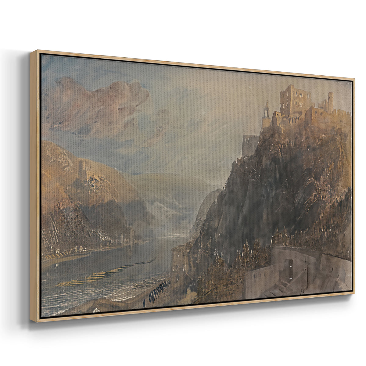 Rheinfels Looking to Katz and Gourhausen, 1817 - Floater Framed Canvas Print