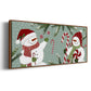 Peppermint Snowman Collection D - Floater Framed Canvas Print