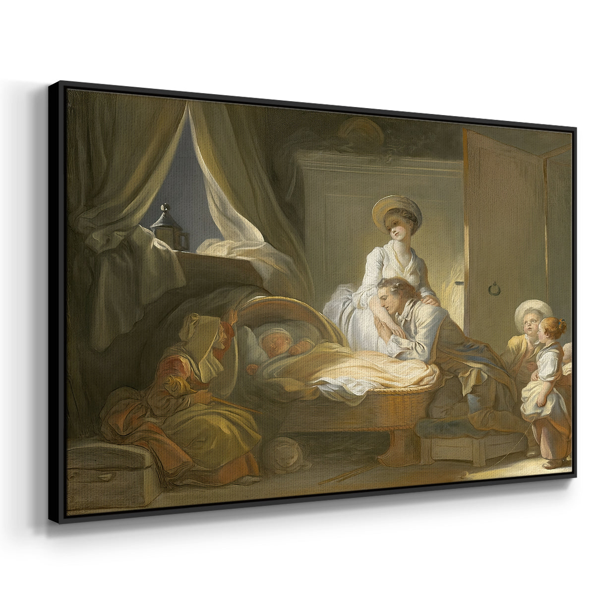 The Visit to the Nursery, c. 1775 - Floater Framed Canvas Print
