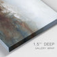 Close-up view of wrapped canvas corner featuring soft abstract evening light.